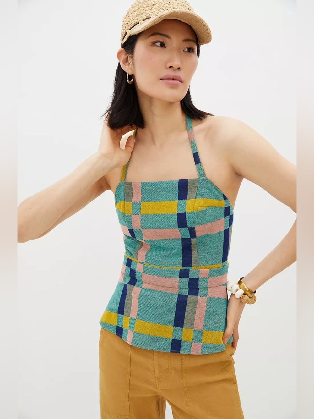 NWT Anthropologie Eva Franco Mod Plaid Halter Top S